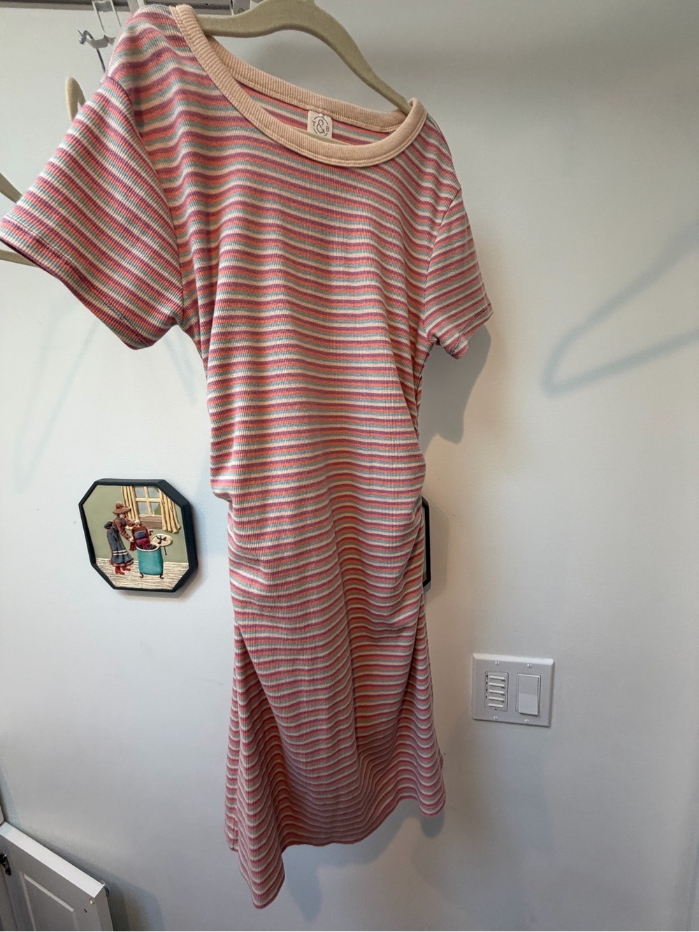Treasure & Bond Pink and Cream Striped Casual Girls Dress